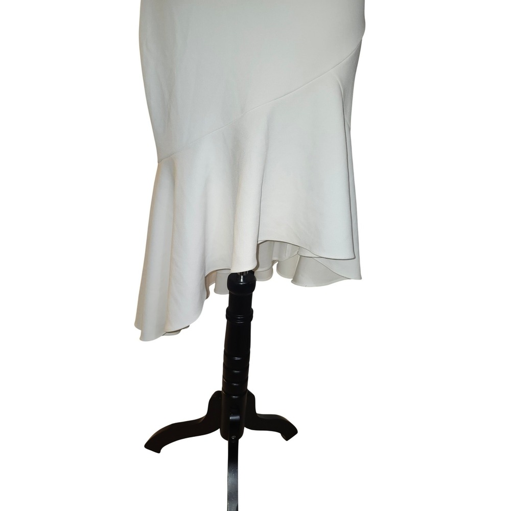 Xscape White One Shoulder‎ Asymmetrical Hem Ruffle Cocktail Dress - Picture 2 of 6
